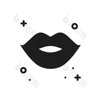 嘴唇吻行图标女人嘴唇轮廓标志和象征爱的关系浪漫的纹身主题女嘴唇打印口红吻