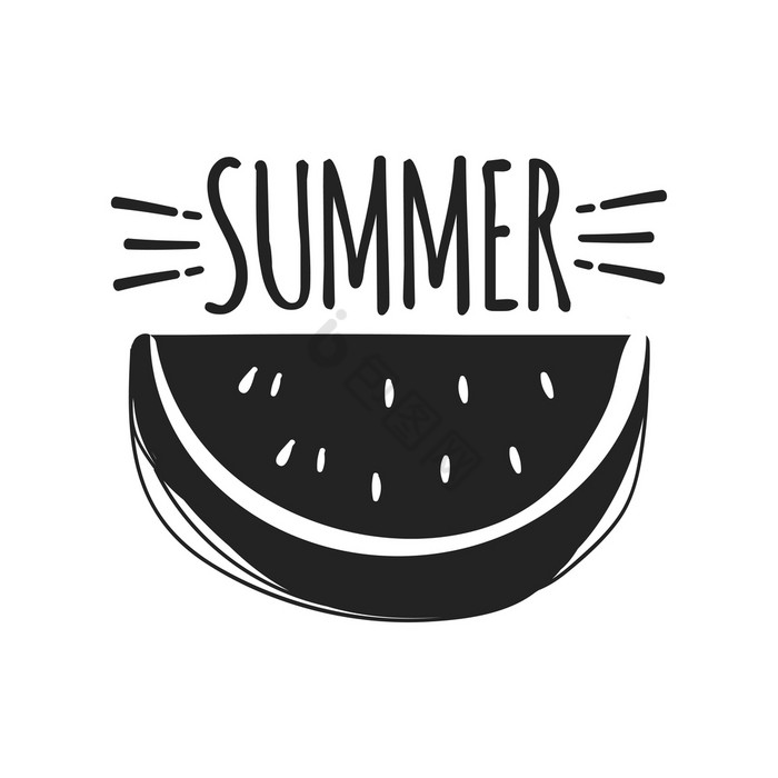 夏天有趣的贴纸西瓜徽章手画向量夏天有趣的图片