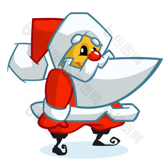 圣诞老人老人字符白色背景向量插图为复古的圣诞节卡
