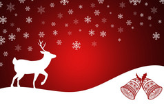 圣诞节插图与驯鹿红色的与下降雪花