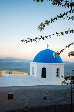aio圣托里尼岛希腊著名的与浪漫的而且美丽的日落
