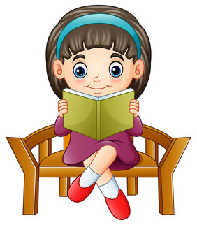 小女孩坐着椅子阅读书