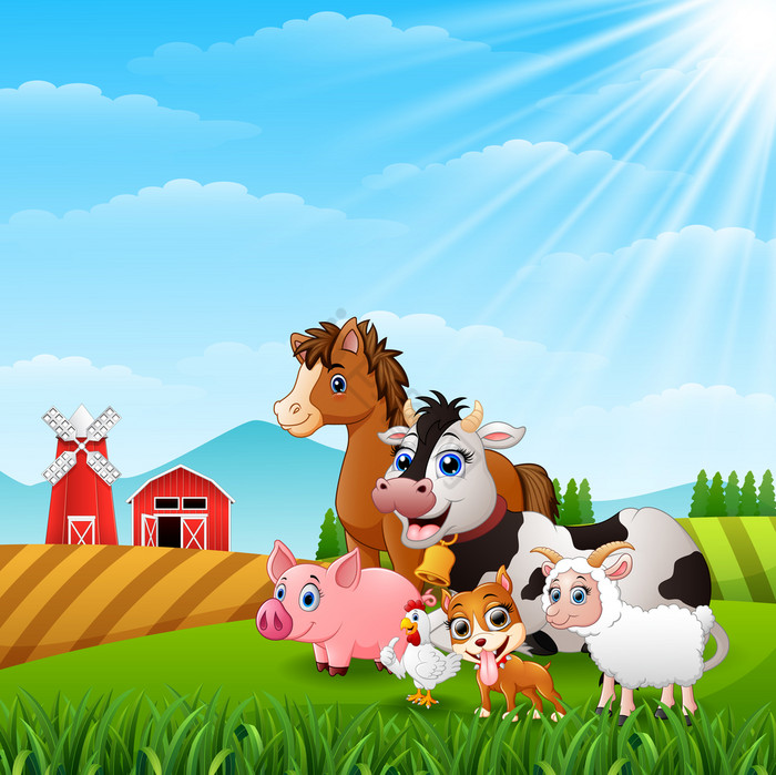 动物快乐的农场山图片