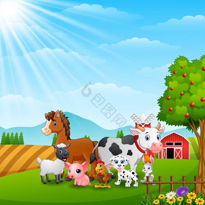 快乐农场动物日光图片
