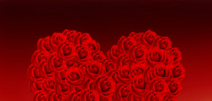 上部分心形成与红色的玫瑰梯度红色的背景部分心形成与红色的玫瑰红色的背景