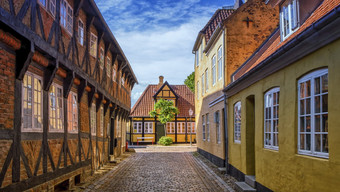 街和房子中世纪的ribes小镇丹麦街和房子ribes小镇丹麦