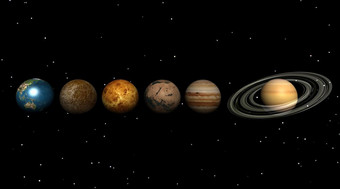 对齐地球3金星土星海王星天王星行星的宇宙与星星系统太阳能行星渲染