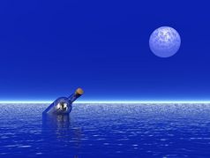 滚动透明的瓶浮动的海洋月光