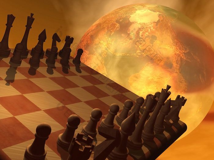 国际象棋和地球尝试传达全球业务策略棕色（的）背景