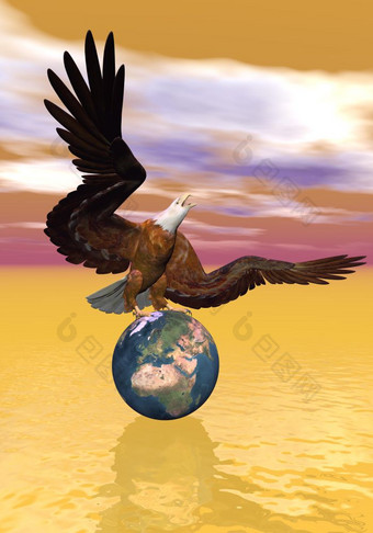 美丽的皇家鹰站在的地球保护棕色（的）多云的背景