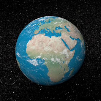 地球地球显示非洲大陆的宇宙包围与很多星星元素这图像有家具的已开启