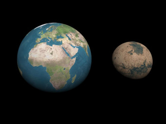 地球和3行星一边比较大小黑色的背景元素这图像有家具的已开启