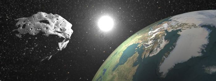 一个小行星成宇宙附近地球地球太阳的背景元素这图像有家具的已开启小行星附近地球渲染