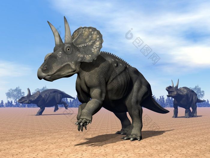 三个恐龙恐龙的沙漠日光恐龙恐龙的沙漠渲染