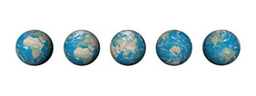五个地球显示五个大陆