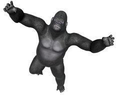 愤怒的大猩猩跳孤立的白色背景渲染愤怒的大猩猩跳渲染