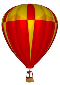 红色的和yellowl热空气气球孤立的白色背景渲染