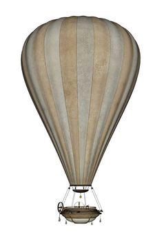 古董热空气气球孤立的白色背景渲染