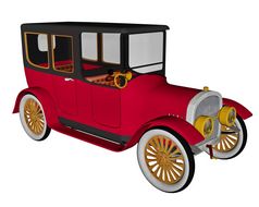 红色的古董豪华轿车孤立的白色背景渲染古董豪华轿车渲染