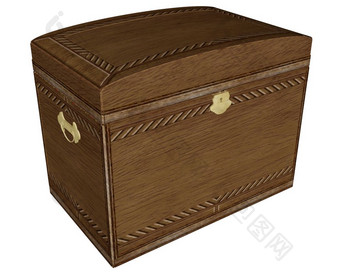 大古董木盒子孤立的白色背景渲染大古董木盒子渲染