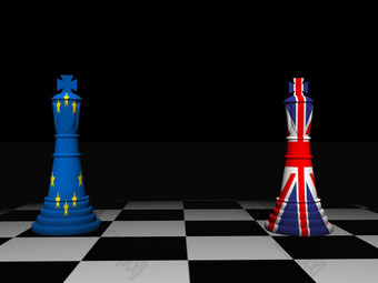 英国和欧洲联盟英国脱欧<strong>国王</strong>国际象棋董事会渲染英国和欧洲联盟英国脱欧谈判国际象棋董事会渲染