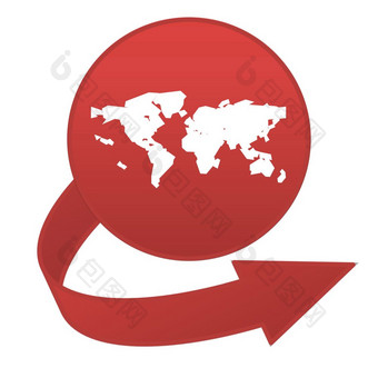 红色的worldmap箭头按钮孤立的白色背景worldmap箭头按钮