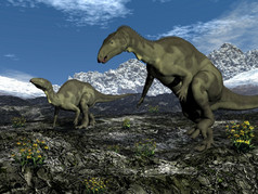 两个樟脑龙恐龙走在一起一天渲染两个樟脑龙恐龙走在一起渲染