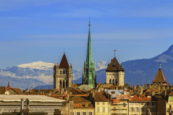 大教堂圣皮埃尔塔和<strong>阿尔卑斯山脉</strong>山一天日内瓦瑞士大教堂圣皮埃尔塔和<strong>阿尔卑斯山脉</strong>山日内瓦瑞士