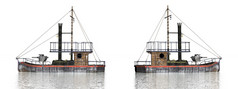 两个巡逻船的水白色背景渲染两个巡逻船的水渲染
