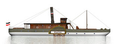 一个老蒸汽船水白色背景渲染一个老蒸汽船水渲染