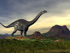 迷惑龙恐龙走的沙漠一天渲染迷惑龙恐龙的沙漠渲染