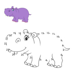连接的数量画的动物教育游戏为孩子们可爱的河马