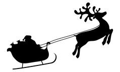 圣诞节驯鹿是携带圣诞老人老人雪橇与礼物轮廓白色背景圣诞节驯鹿是携带圣诞老人老人雪橇与礼物
