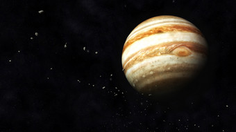 数字插图地球木星和小行星