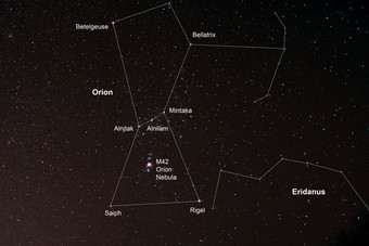 阿斯特罗照片星空与猎户座和猎户座星云