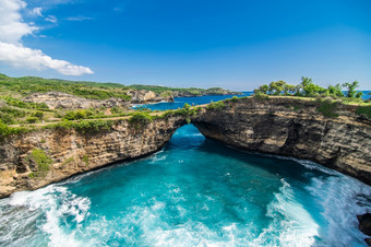 全景视图破碎的海滩重<strong>镇</strong>penida巴厘岛印尼全景视图破碎的海滩重<strong>镇</strong>penida巴厘岛印尼蓝色的天空绿松石<strong>水</strong>