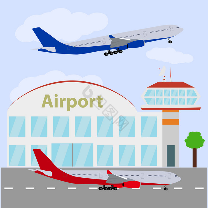 机场图标向量插图两个乘客衬管机场图标向量图片