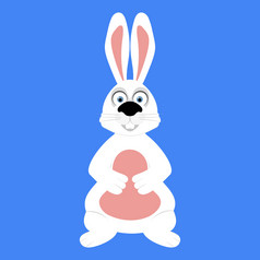 有趣的复活节兔子蓝色的背景向量插图有趣的复活节兔子