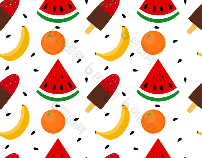 插图无缝的纹理冰奶油与水果分类无缝的纹理冰奶油与水果分类