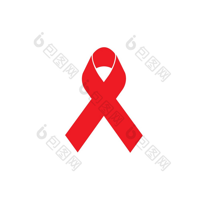 红色的丝带艾滋病艾滋病毒图标插图词艾滋病一天艾滋病意识向量插图