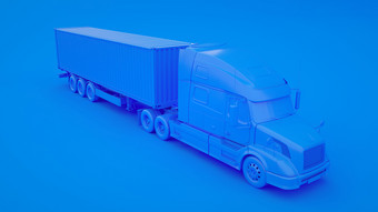 蓝色的半挂车卡车最小的的想法概念插图蓝色的半挂车卡车最小的的想法概念插图