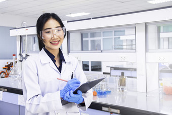 室内清洁现代医疗化学实验室背景实验室科学家工作实验室实验室概念与亚洲女人化学家