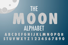 的完整的月亮字母有创意的字体。向量插画家