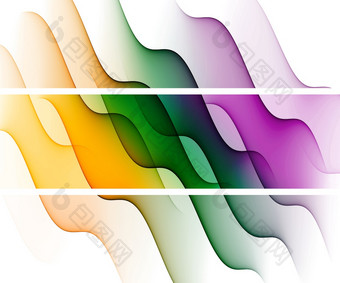 插图色彩斑斓的横幅集与混合摘要曲线形状为有创意的艺术和网络设计目的插图色彩斑斓的横幅集与混合摘要曲线形状