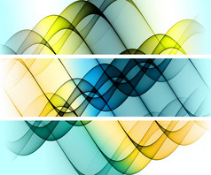 插图色彩斑斓的横幅集与混合摘要曲线形状为有创意的艺术和网络设计目的插图色彩斑斓的横幅集与混合摘要曲线形状