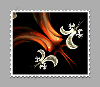 电脑生成的邮票模板与分形艺术作品为有创意的使用艺术设计和娱乐电脑生成的分形艺术作品邮票模板