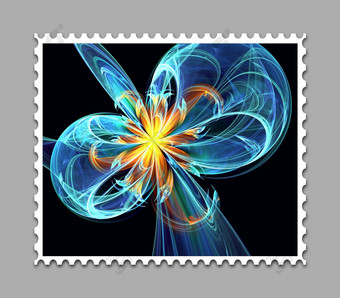 电脑生成的邮票模板与分形艺术作品为有创意的使用艺术设计和娱乐电脑生成的分形艺术作品邮票模板
