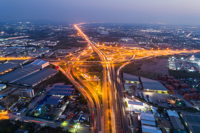 空中视图晚上高速公路人数道路高速公路道路图片