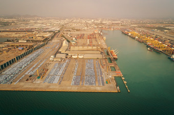 空中视图容器船海港口加载容器为进口出口运输<strong>航运</strong>业务物流贸易港口和<strong>航运</strong>货物港国际运输