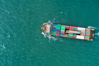 空中视图容器船海港口加载容器为进口出口运输航运业务物流贸易港口和航运货物港国际运输